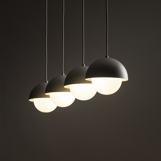 Lampadario per cucina moderna 4 luci pendenti beige a cupola
